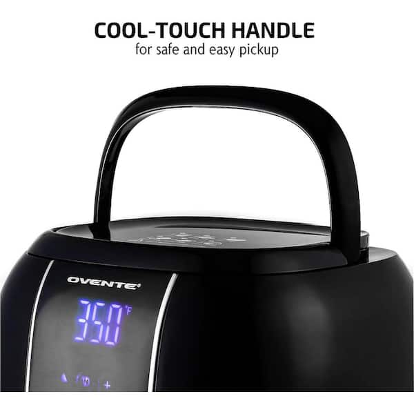 3.2 Qt. Black Air Fryer Grill Pan and Non-Stick Frying Basket Auto Shut-Off 6 Cooking Presets Touch Sensor