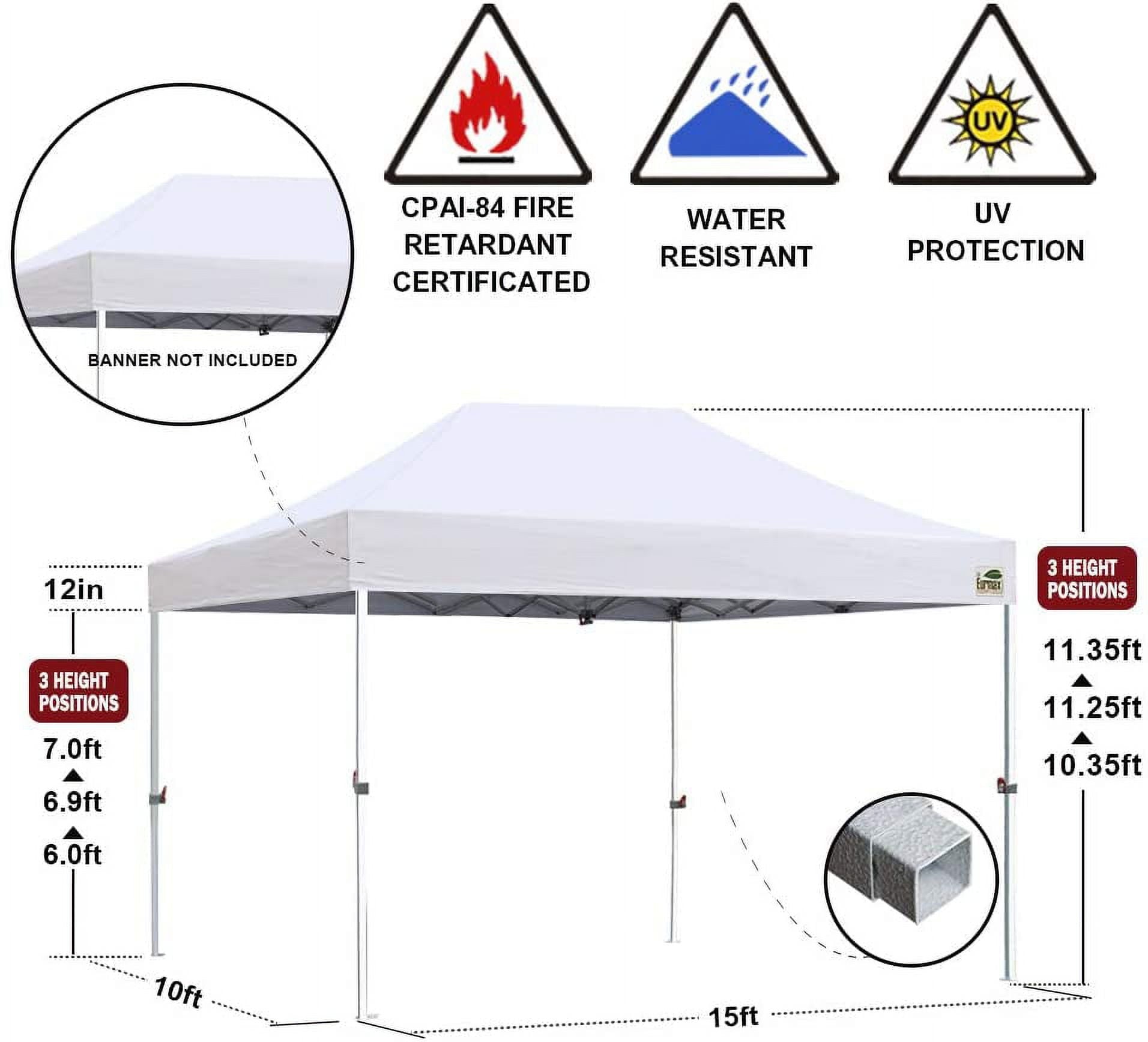 Eurmax 10'x15' Ez Pop Up Canopy Tent Commercial Instant Canopies with Heavy Duty Roller Bag,Bonus 4 Sand Weights BagsPurple)