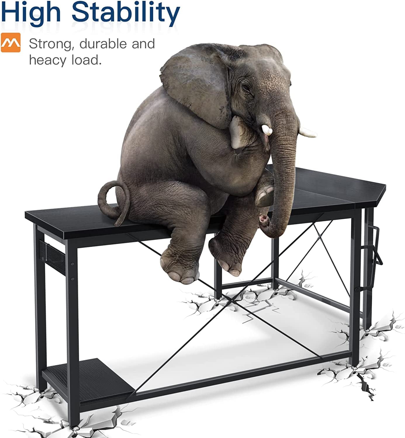 59 inch L-Shaped Large Computer Desk with PC Stand, Home Office Writing Desk, Black