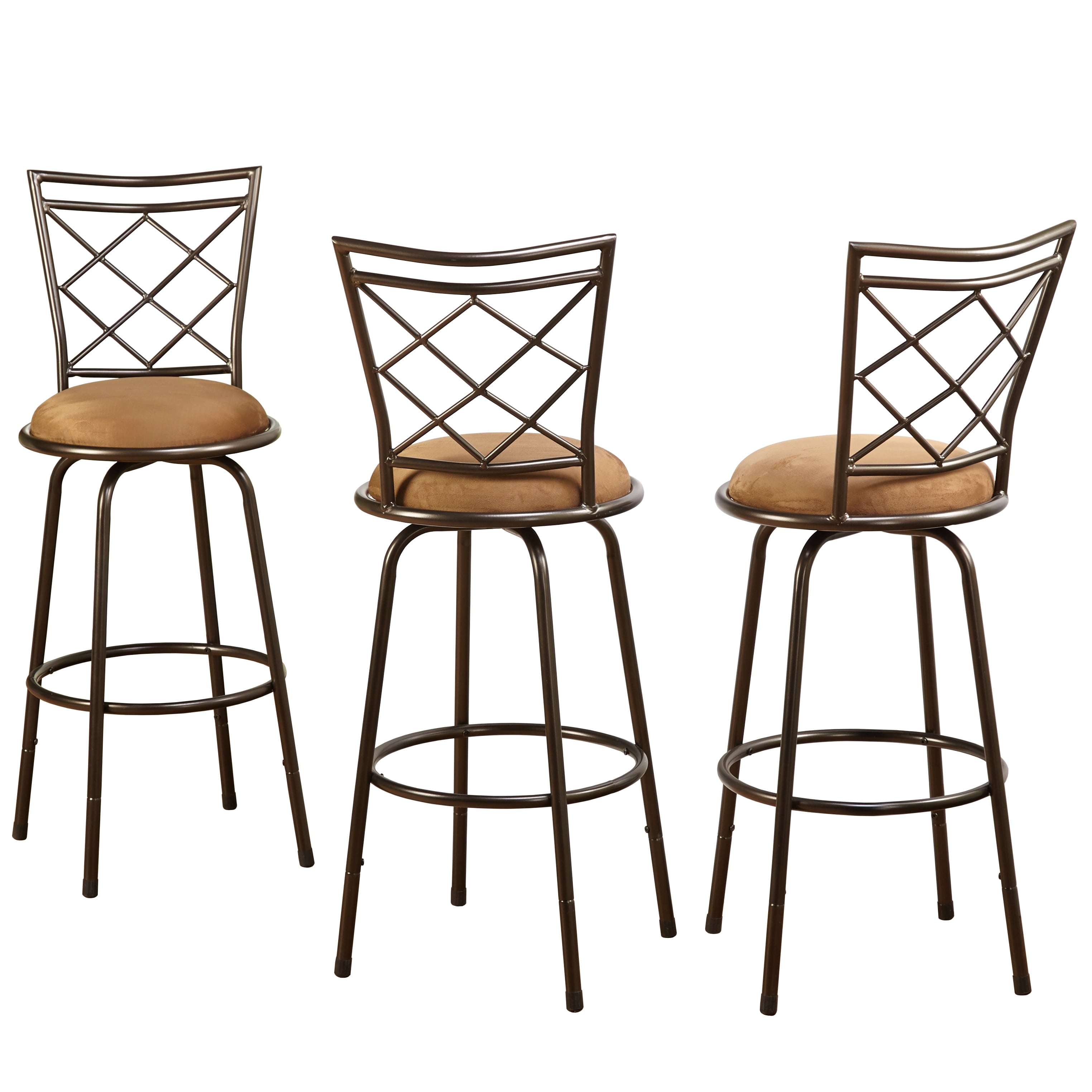 TMS Avery Bar Stool with Swivel & Adjustable Height, Brown, Set of 3