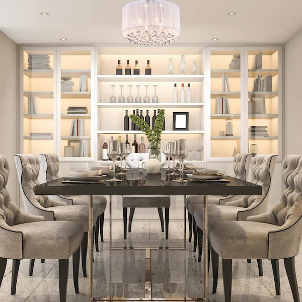 Belle 4-Light Chrome Flush Mount with White Threaded Drum Shade and Clear Glass Hanging Crystals