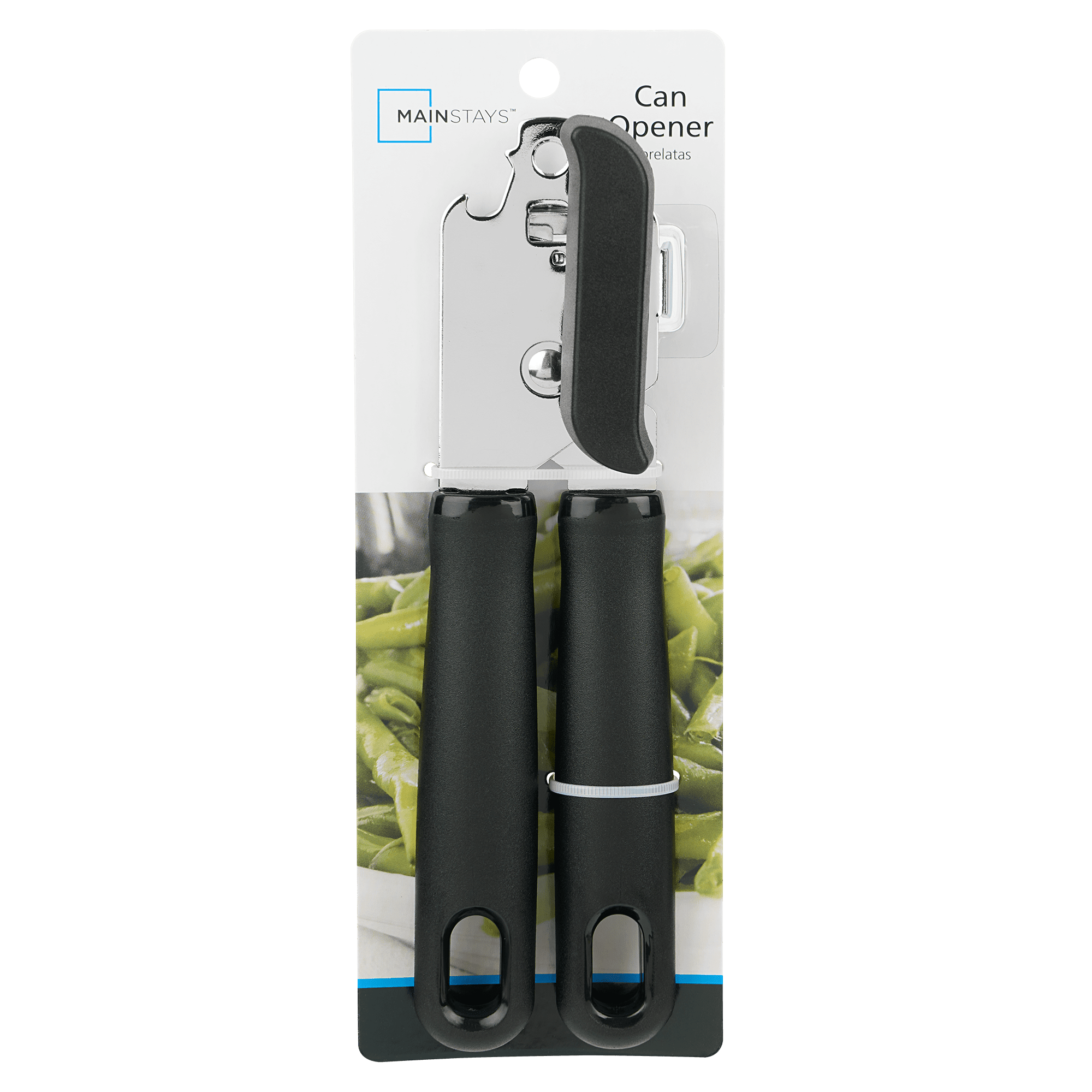 Mainstays 2 Ply Manual Can Opener with Integrated Bottle Opener, Black
