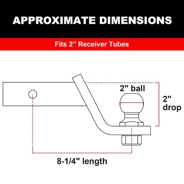 Class 3 6,000 lbs. Ball Mount with 2 in. Ball (2-1/8 in. Shank, 2 in. Drop) and Pin and Cilp