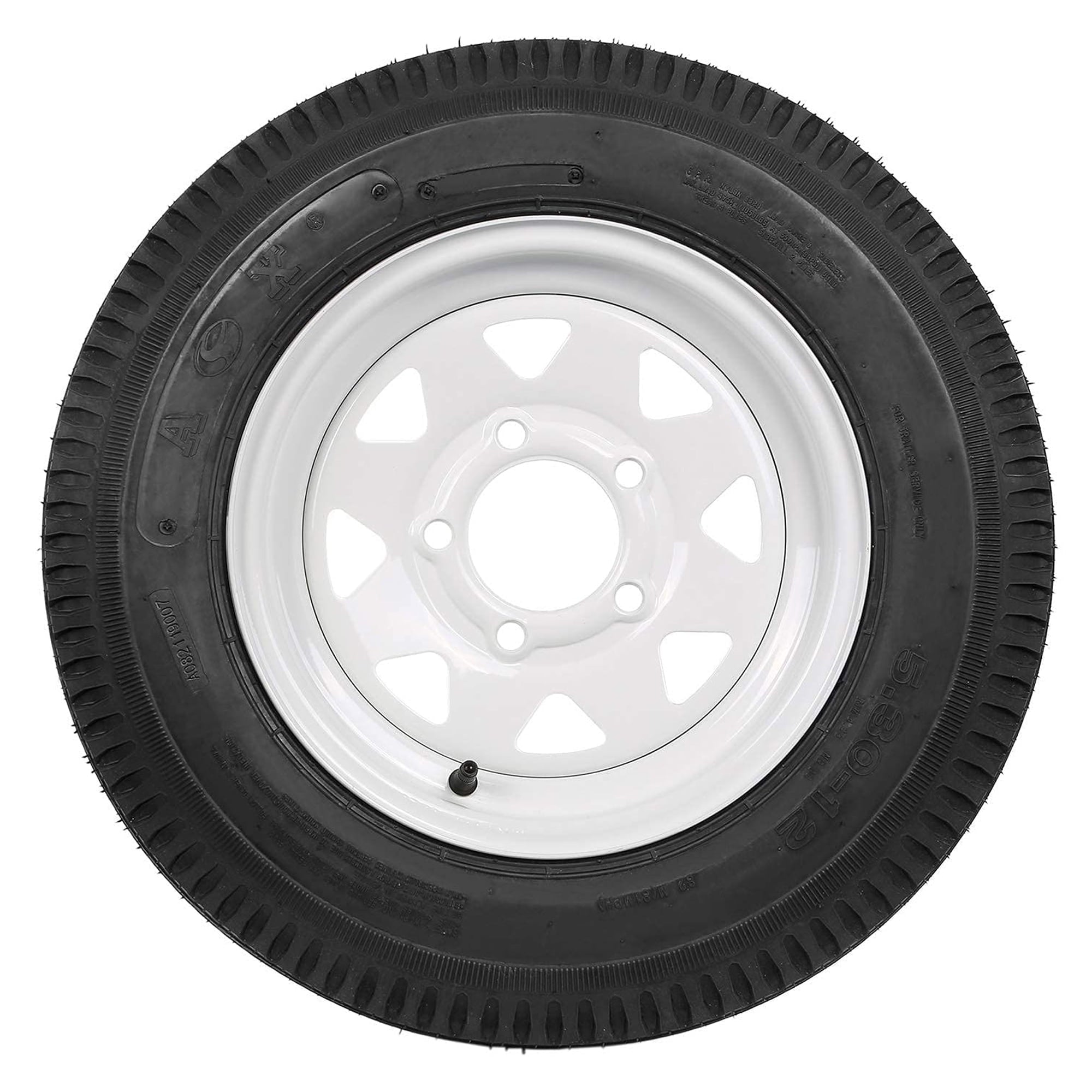 1Autodepot 5.3-12 5.3x12 530-12 5.30-12 Trailer Tires with 12'' Rims, 5 Lug on 4.5'', Load Range C, 6PR, Set of 2