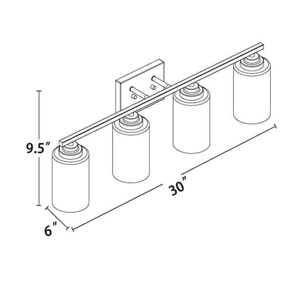 30 in. 4-Light Black Vanity Light with Clear Glass Shades