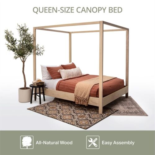American Furniture Classics Queen Size Canopy Bed with Raised Platform