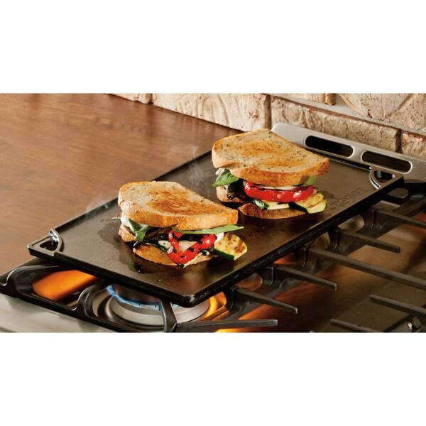 Double Play 16.75 in. Black Cast Iron Reversible Stovetop Griddle