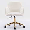 BTMWAY Office Chair, Velvet Upholstered Tufted Button Home Office Chair with Golden Metal Base, Adjustable Height, Swivel Ergonomic Task Chair, Luxury Desk Chair Computer Chair, Beige