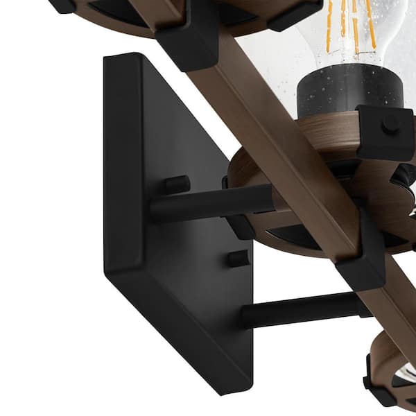 Richland 24 in. W 3-Light Dark Bronze Vanity Light Clear Seedy Glass