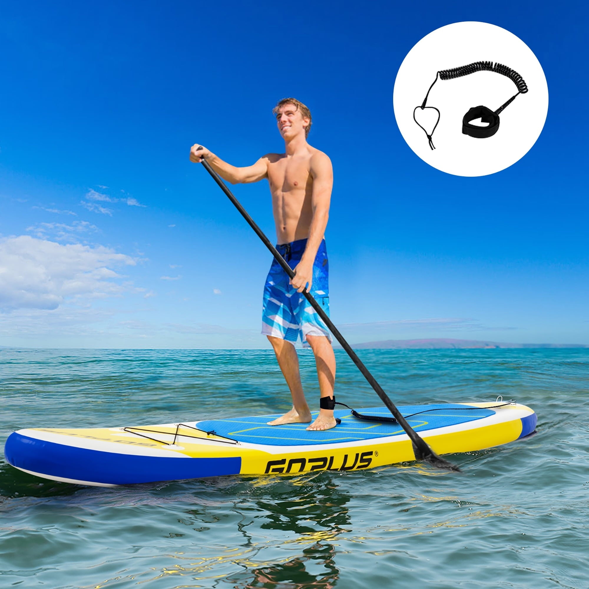 Goplus 11ft Inflatable Stand Up Paddle Board 6'' Thick W/Leash  Backpack Aluminum Paddle Yellow