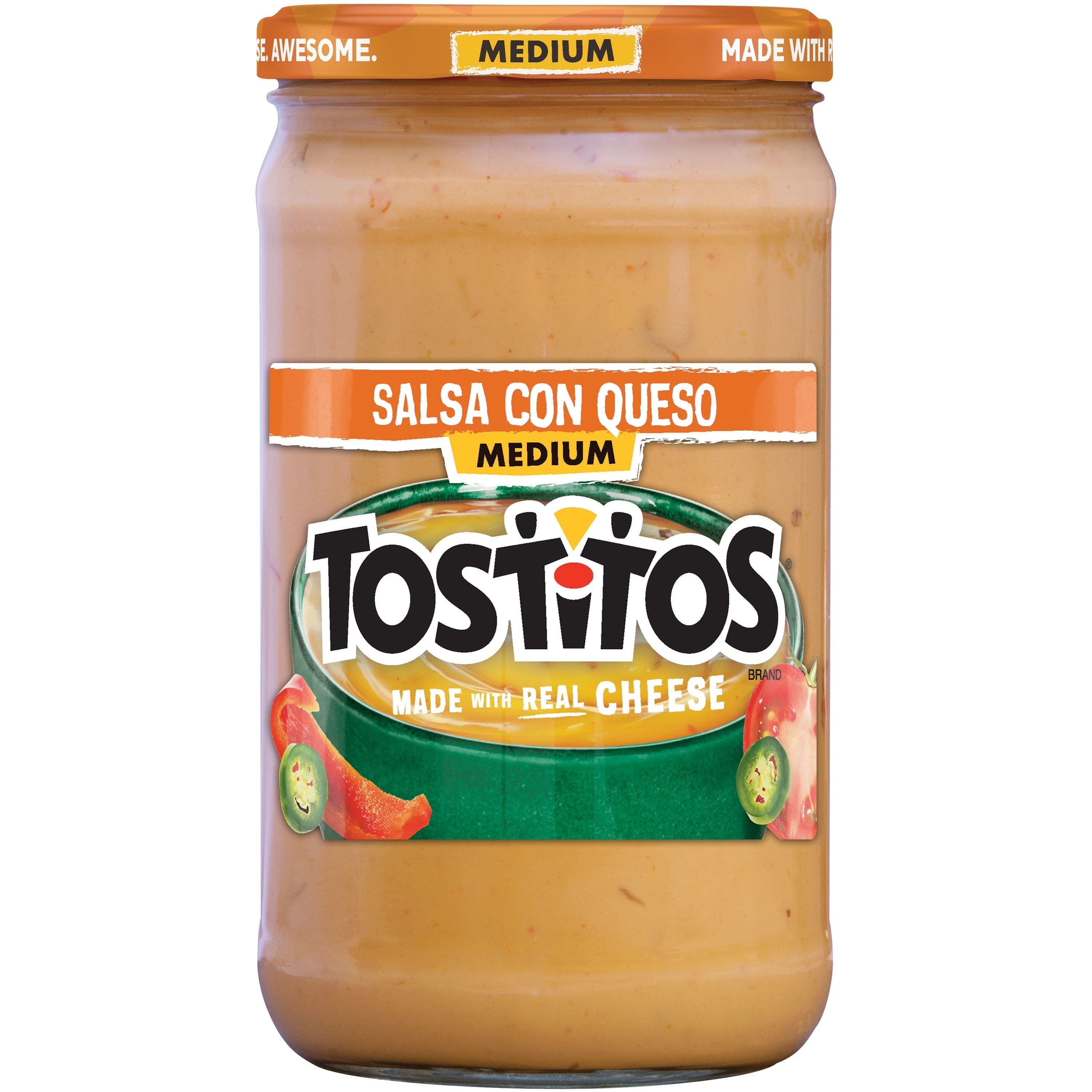 Tostitos Medium Salsa Con Queso, 23 oz Jar