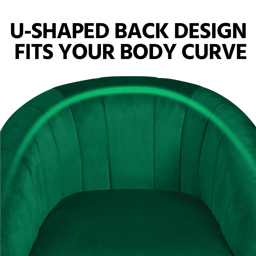 Alden Design Barrel Accent Chair with Gold Metal Legs, Green