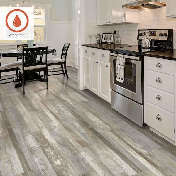 Outlast+ Dockside Grey Oak 12 mm T x 7.4 in. W Waterproof Laminate Wood Flooring (1015.8 sqft/pallet)
