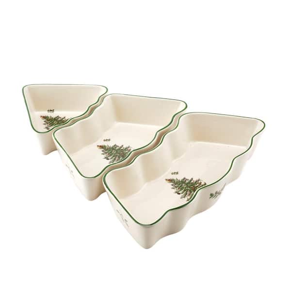 Christmas Tree White Ceramic Tree Shaped Dip Bowls (Set of 3)