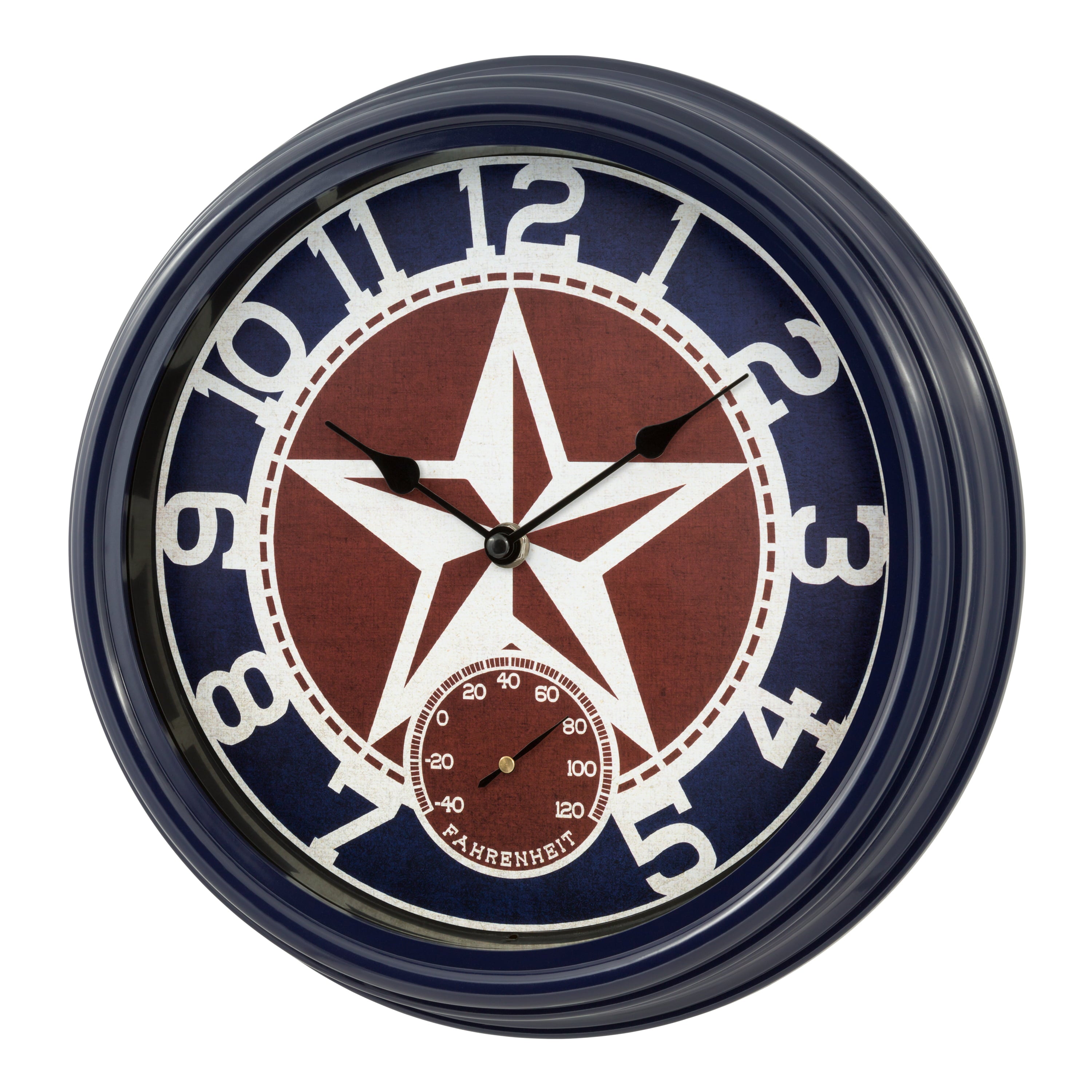 La Crosse Clock 12-inch Indoor/Outdoor Americana Red/Blue Quartz Analog Wall Clock, 404-3012TX