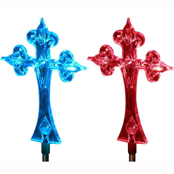 Cross Solar Light Garden Stake, Set of 2