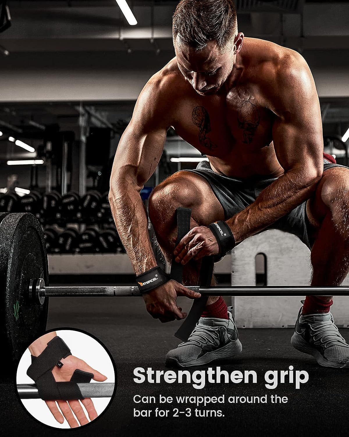 Atercel Lifting Straps Wrist Straps for Weightlifting,Deadlift,Bodybuilding,Powerlifting,Gym Straps Padded Neoprene with Wrist Wraps for Grip Strength,Strength Training