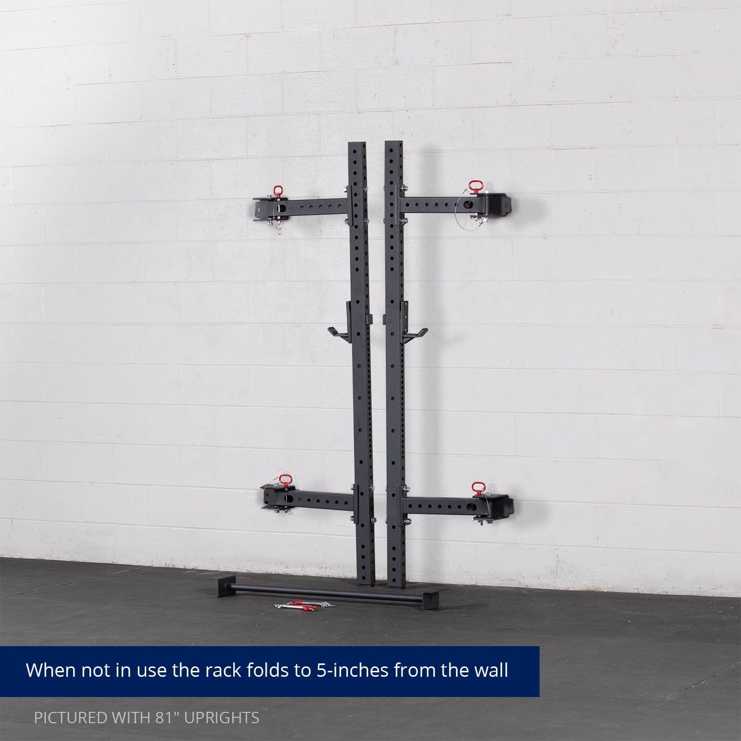 Titan Fitness T-3 Series Folding Power Rack 91in. H 21 in. D Space Saving Wall Mounted