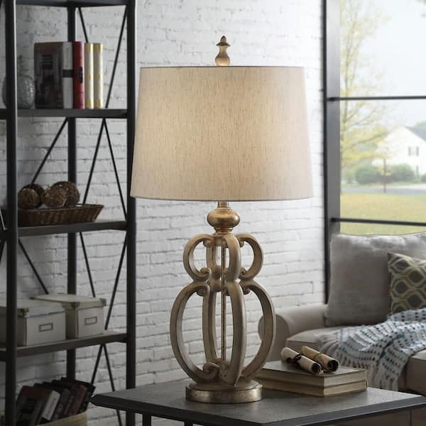 34 in. Tuscana Cream Table Lamp with Antique Distressed Finish