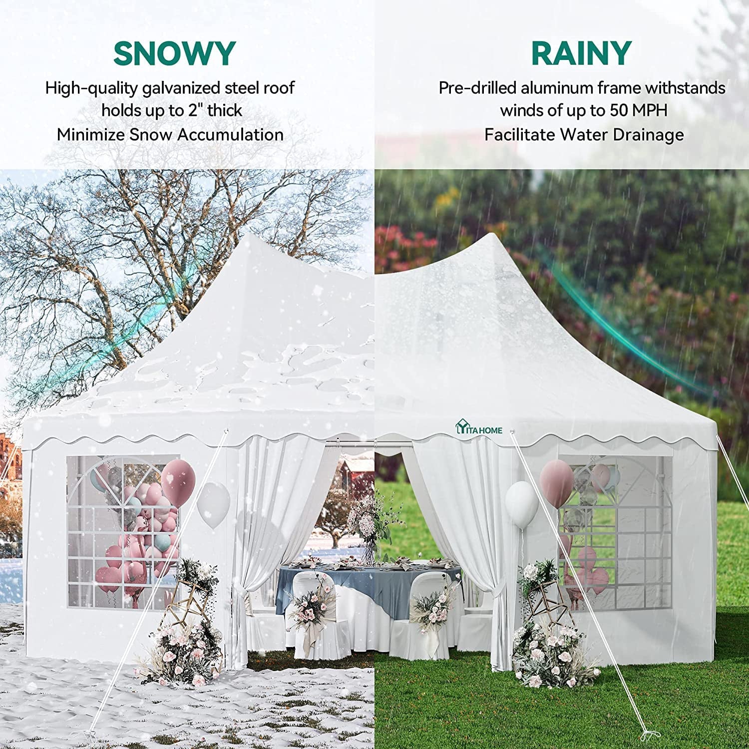 YITAHOME 22x16FT Party Tent Heavy Duty Wedding Canopy Event Shelter Upgraded Ripple Gazebo Large with Roof Removable Sidewalls Commercial
