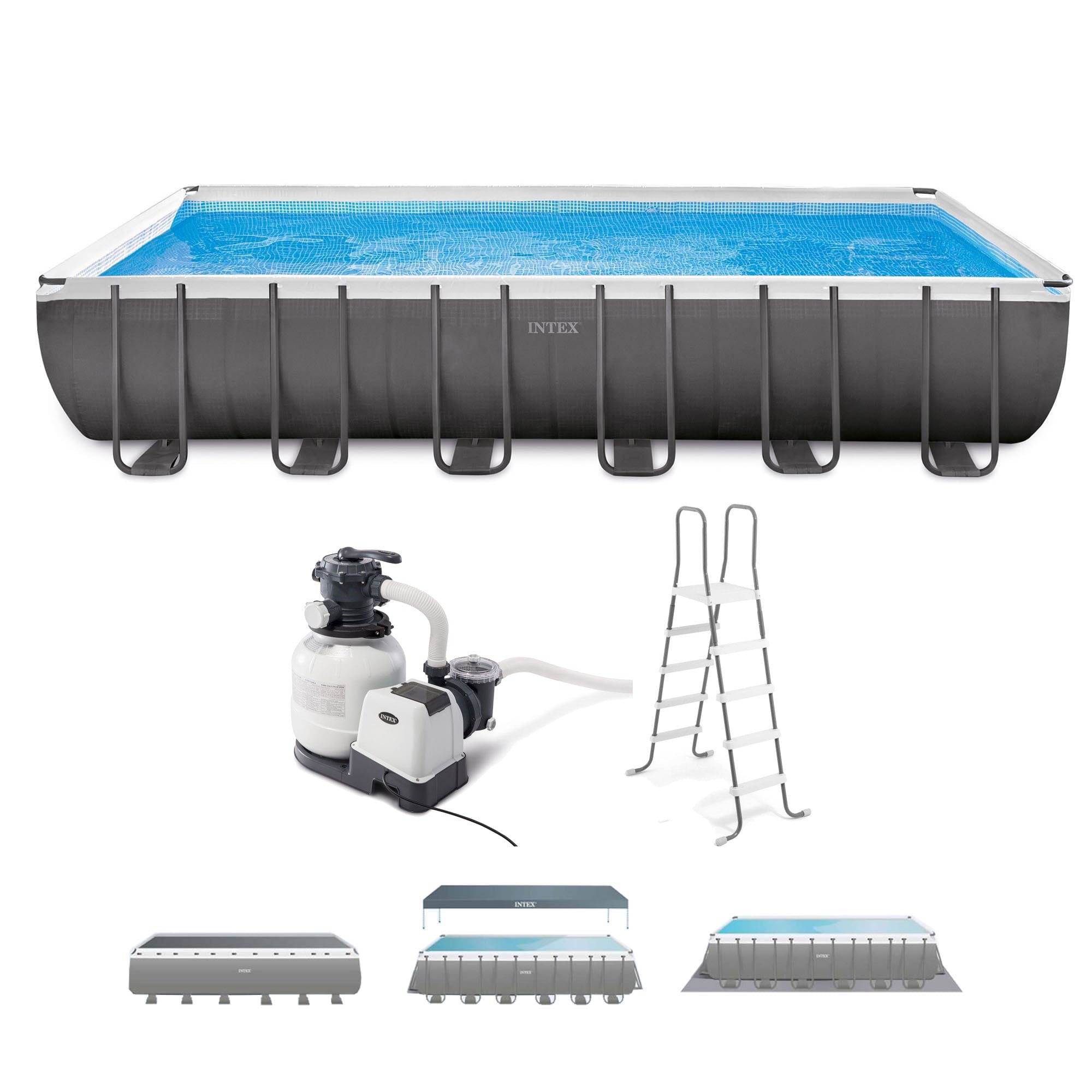 Intex 24 x 12 x 4.3 Ft Ultra XTR Outdoor Pool, 2 Pack of Floats, and Cooler