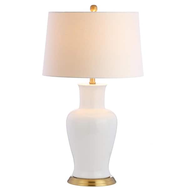Julian 29 in. White/Gold Ceramic Table Lamp