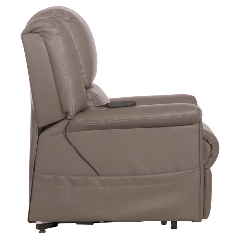 Catnapper Hewitt Power Lift Lay-Flat Recliner with Gray Disinfectable PU Fabric