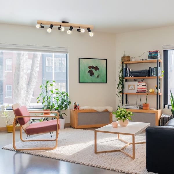 Kingswood 37.80 in. Wood/Black Incandescent Track Lighting Kit