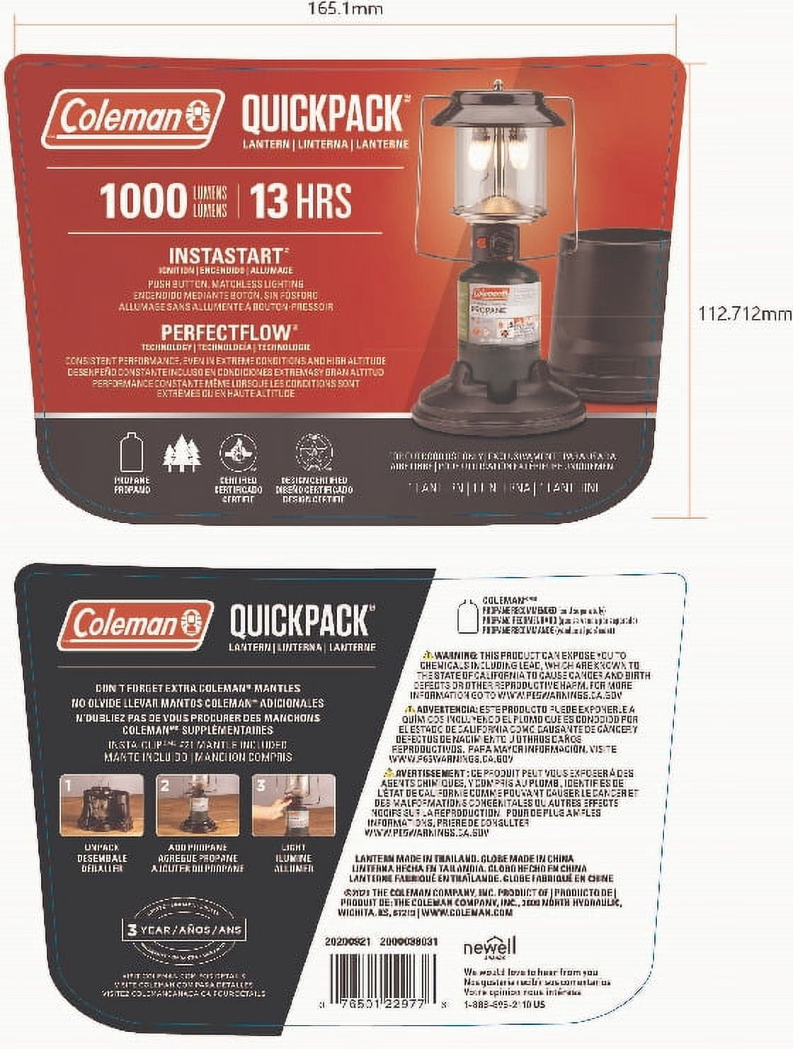 Coleman QuickPack 810 Lumens 2-Mantle Propane Lantern with Carry Case