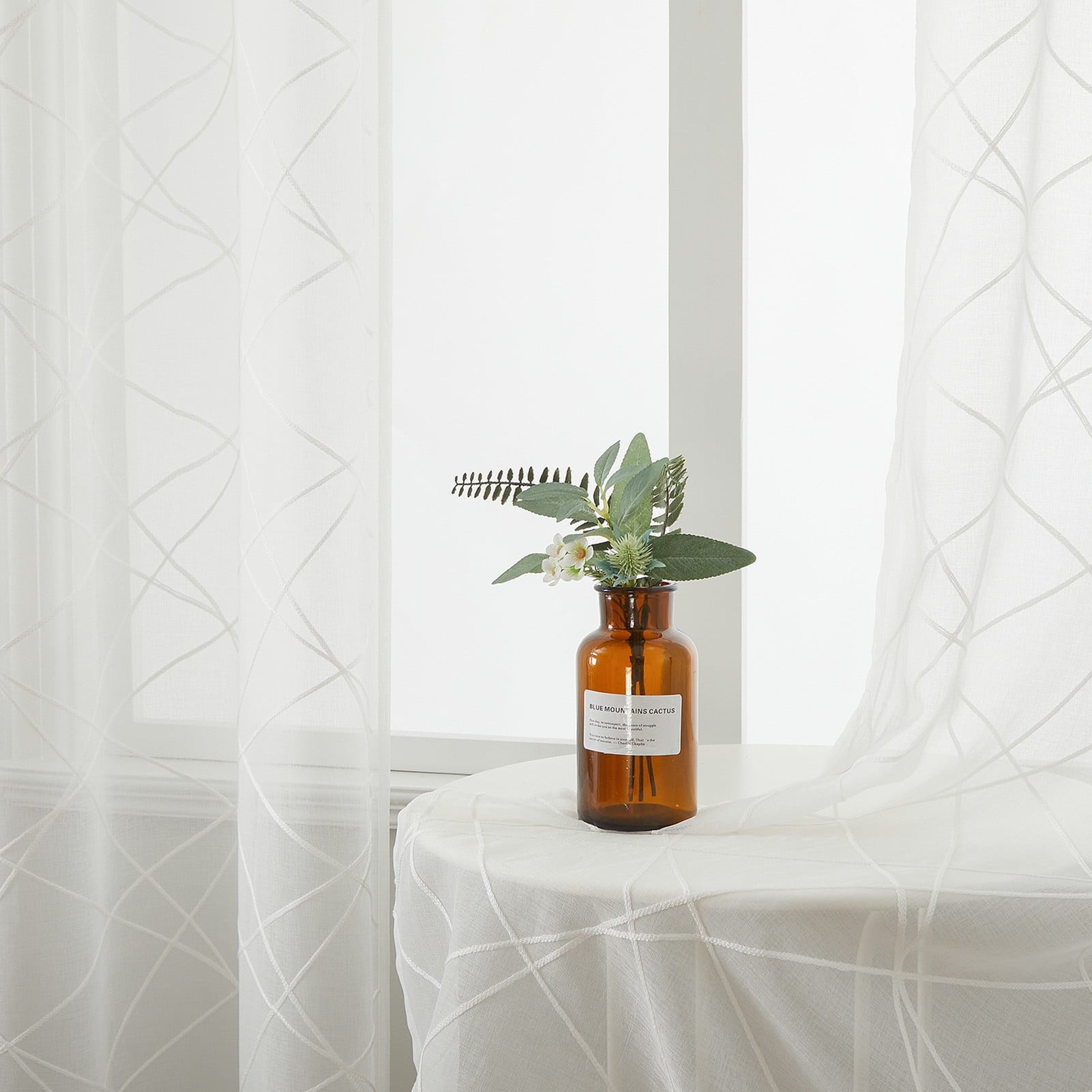 Topfinel White Sheer Curtains 63 Inch Long White Embroidered Grommet Window Curtains for Living Room Bedroom, Tulle Window Drapes, Semi Transparent Voile Boho Curtains,52 x 63 Inch,2 Panels