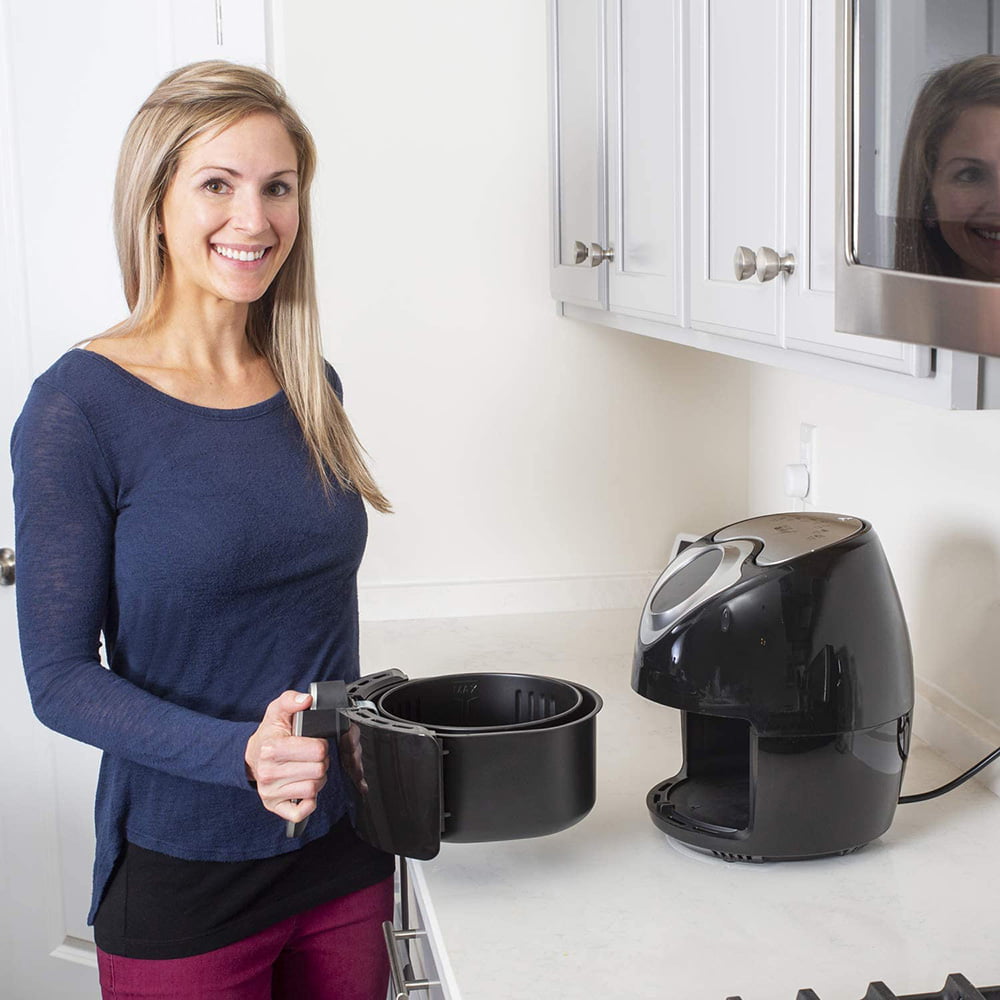 14.5 Cup 3.7 Qt Digital Air Fryer Cooker With 7 Smart Programs, Led Touch Screen, Oil-Less Non-Stick Coated Basket, Timer Counter Top, Healthy Kitchen Safe Frying Station With Cook Book