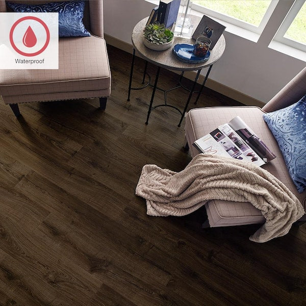 Outlast+ Vintage Tobacco Oak 12 mm T x 7.4 in. W Waterproof Laminate Wood Flooring (19.6 sqft/case)