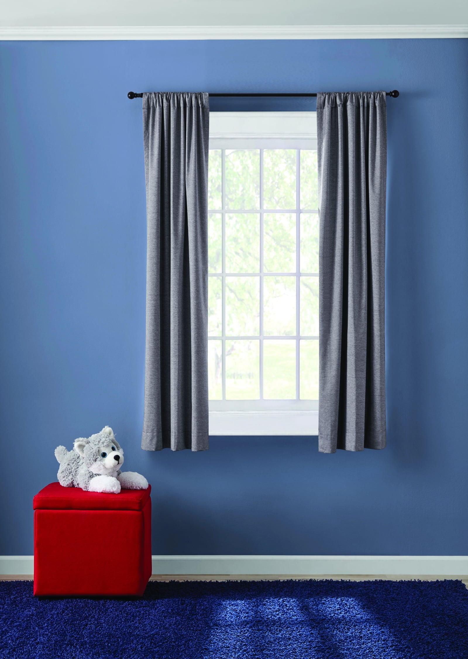 Your Zone Chambray Gray Blackout Window Curtain Panel Pair, 38