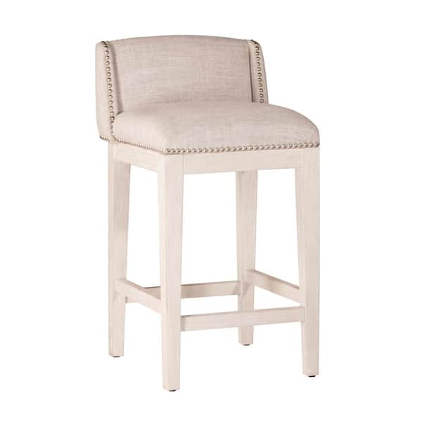 Bronn Wood 27.5 in. Wire Brush White Counter Height Stool (Set of 2)