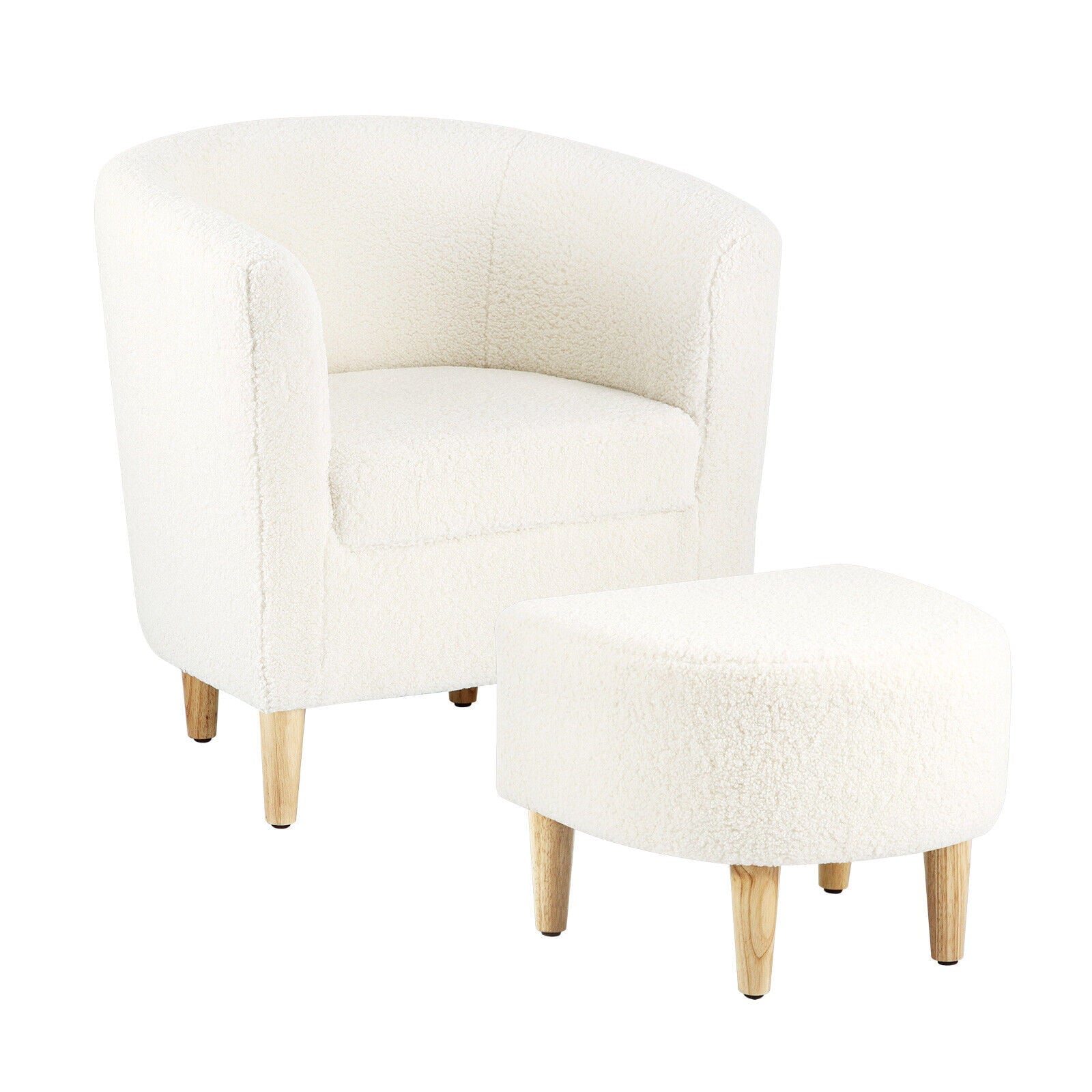 Lohoms Accent Arm Chair With Ottoman Set, Modern Home Leisure Chair with Footrest, Comfy Upholstered Armchair Single Sofa, Reading Chair with Solid Wood Legs for Living Room Bedroom, Gray