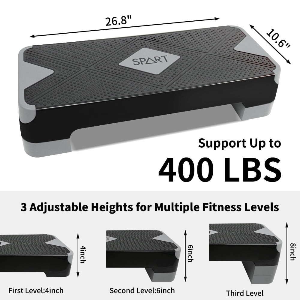SPART Adjustable Workout Aerobic Stepper Step Platform Trainer with 4 Risers