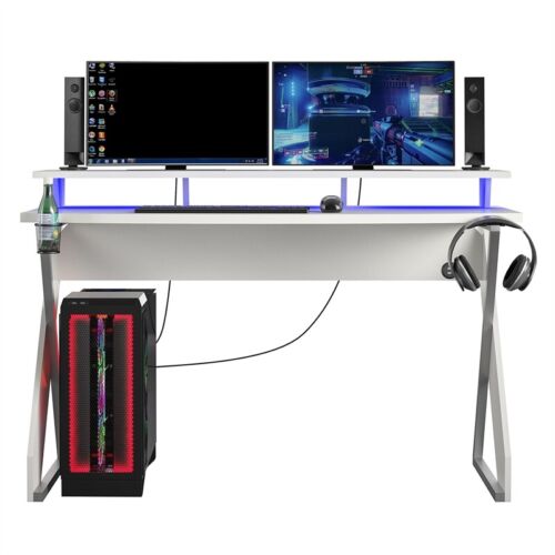 NTense Xtreme Gaming Desk with Riser in White