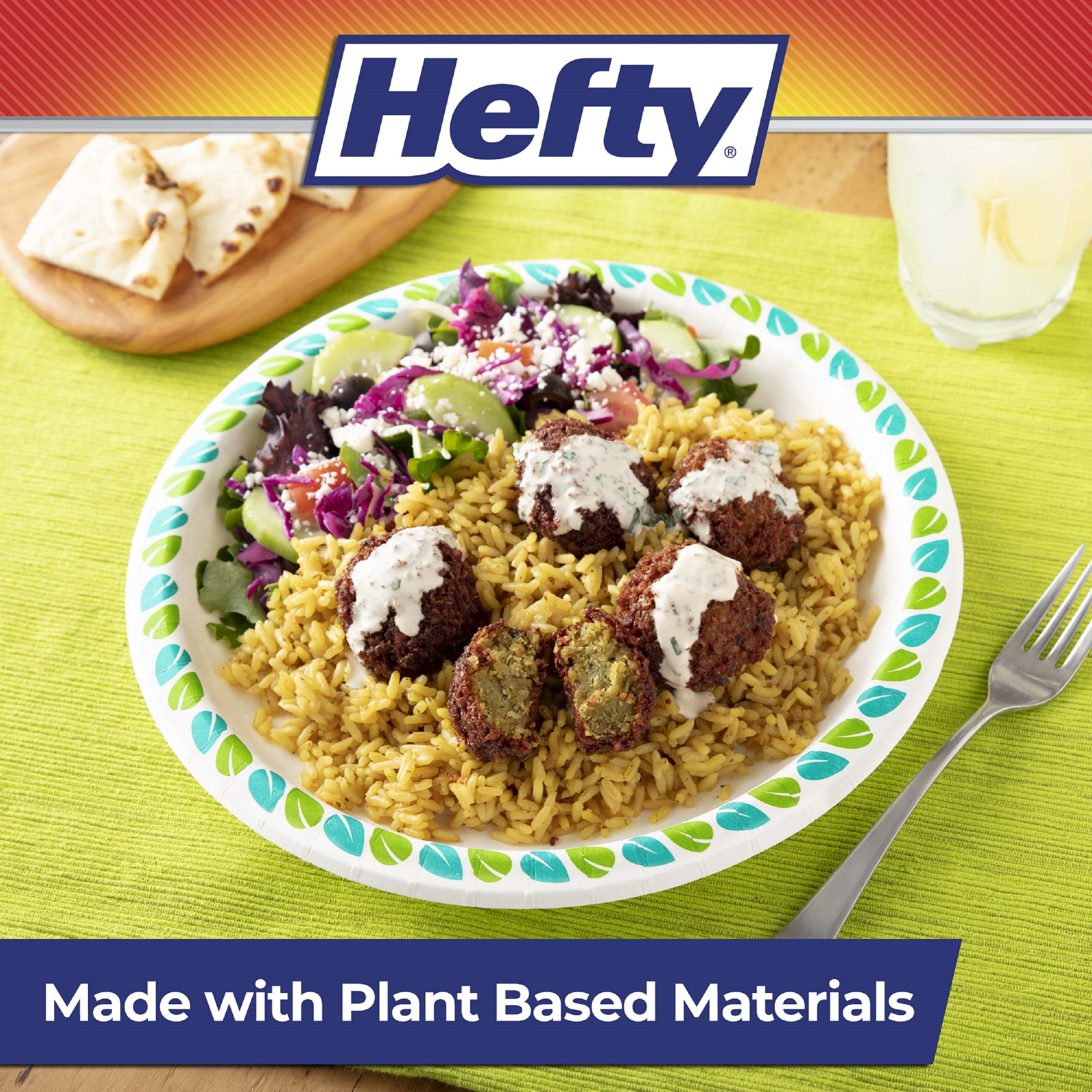 Hefty Compostable Printed Paper Plates, 10 Inch, 20 Count