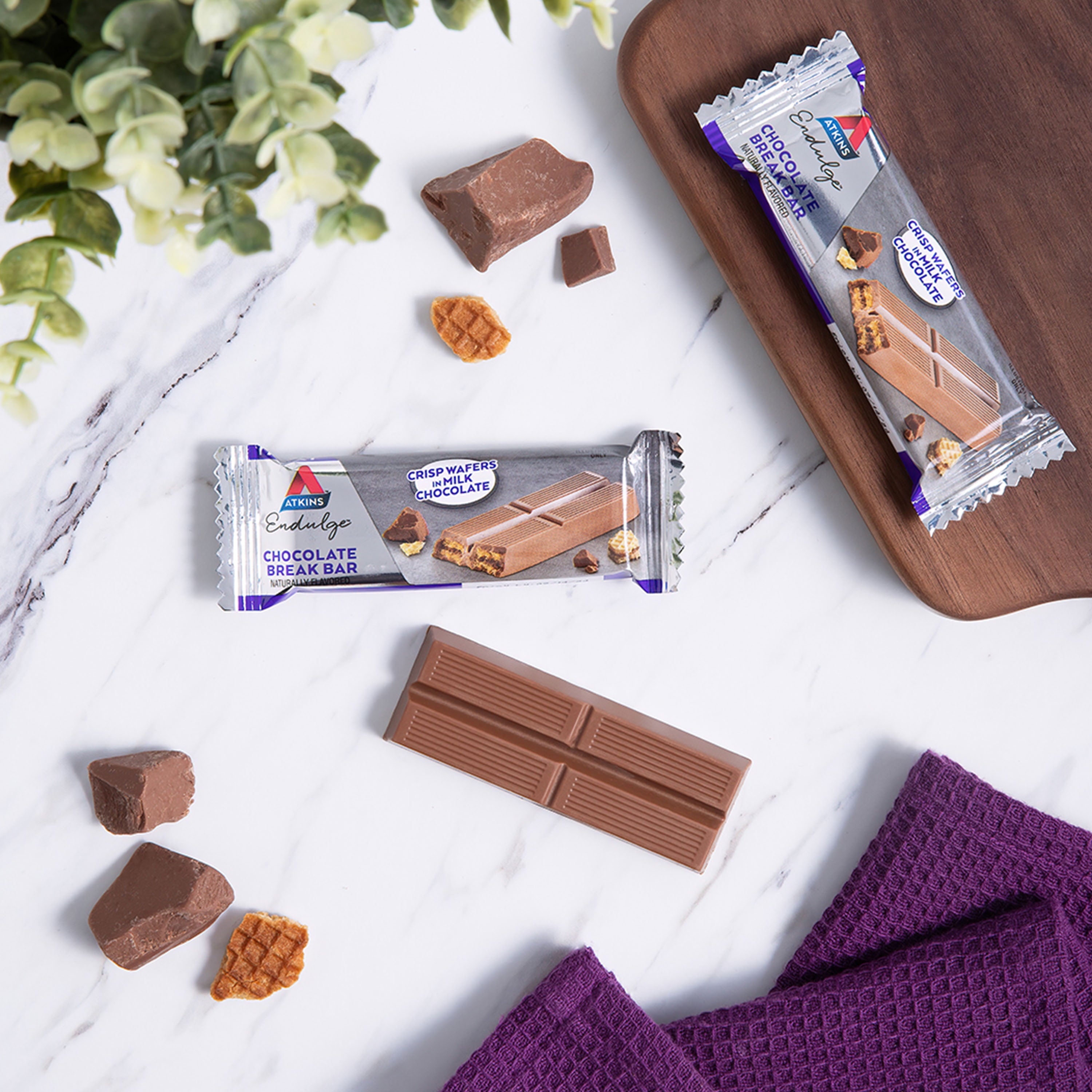 Atkins Endulge Treat, Chocolate Break Bar, Keto Friendly, 6 Ct