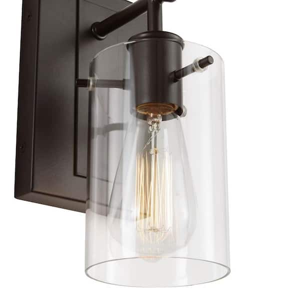 Regan 4.5 in. 1-Light Espresso Bronze Bathroom Vanity Light with Clear Glass Shade