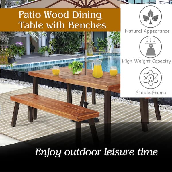 3-Piece Rectangle Wood Picnic Table Set