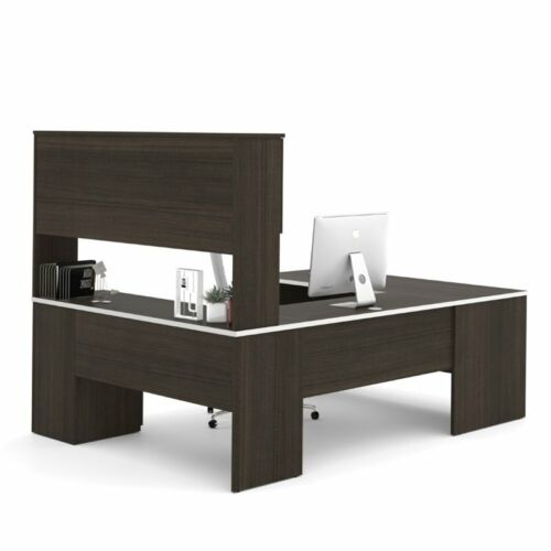 Bestar Ridgeley U-shaped Desk in Dark Chocolate