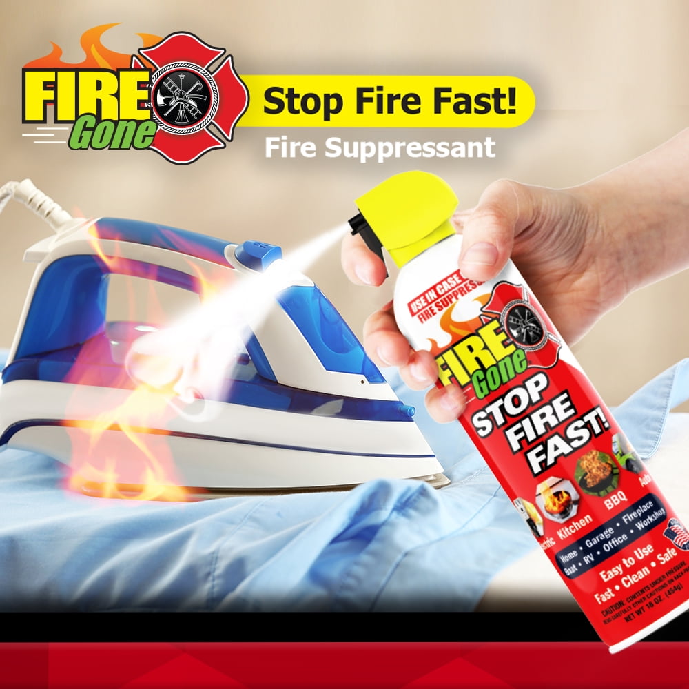 Fire Gone 16 oz Fire Extinguishing  Water Based Aerosol Suppressant  (Pk of 1) Class A, B, C Fires.