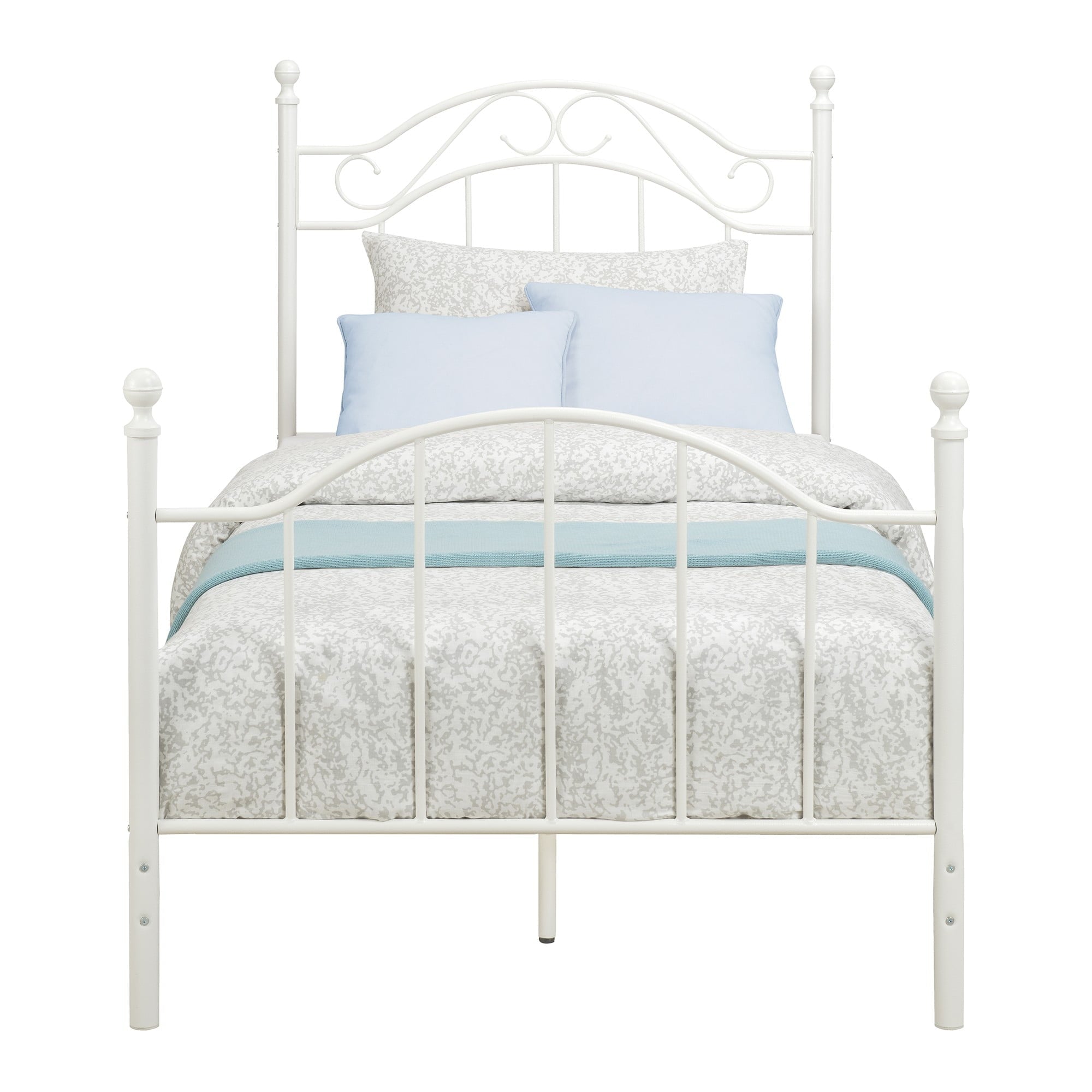Mainstays Traditional Metal Bed Frame with Headboard and Footboard, Twin, White