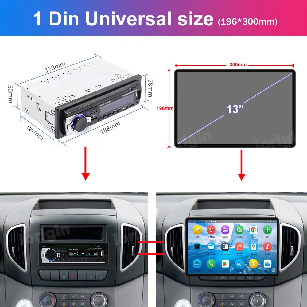 13.3 Inch Car Stereo Radio Android 12 Touch Screen 1DIN Carplay GPS Wifi 2+32G+AHDCAM