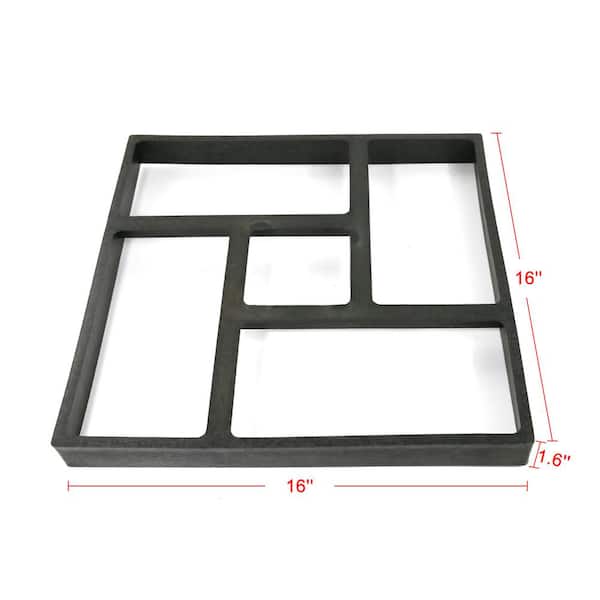16 in. x 16 in. Black Plastic Paver Mold Reusable Concrete Stepping Stone Paver Walk Way Mold for Patio, Lawn & Garden