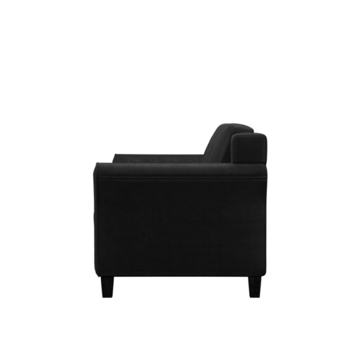 Modern 2 Seat Loveseat Couch Sofa Rolled Arms Cushions Upholstered Black Fabric