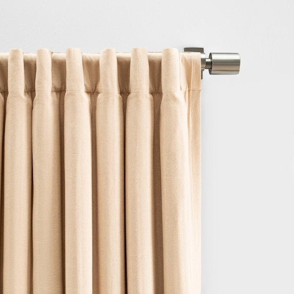 Herringbone Oatmeal Solid 48 in. W x 45 in. Room Darkening Single Panel Rod Pocket Curtain
