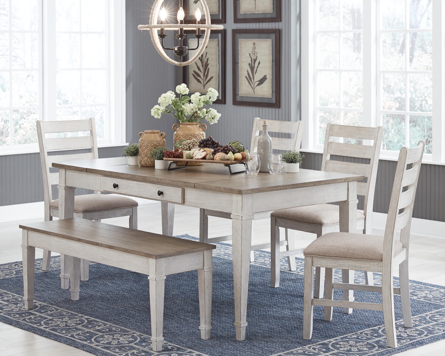 Signature Design by Ashley Casual Skempton Dining Table White/Light Brown