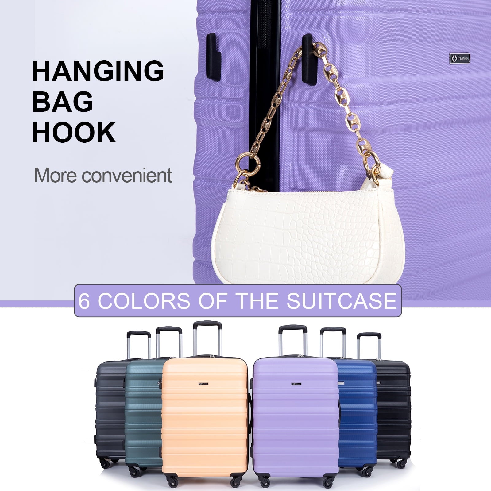 Tripcomp Hardshell Luggage Set 3-Piece Set (21/25/29) Lightweight Suitcase 4-Wheeled Travel Case(Purple)